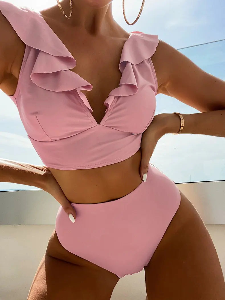 Fashion Ruffled Bikini Swimsuit Set