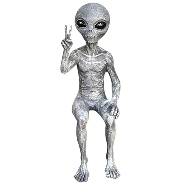 Alien Statue Garden Figurine Set for Indoor/Outdoor Decor
