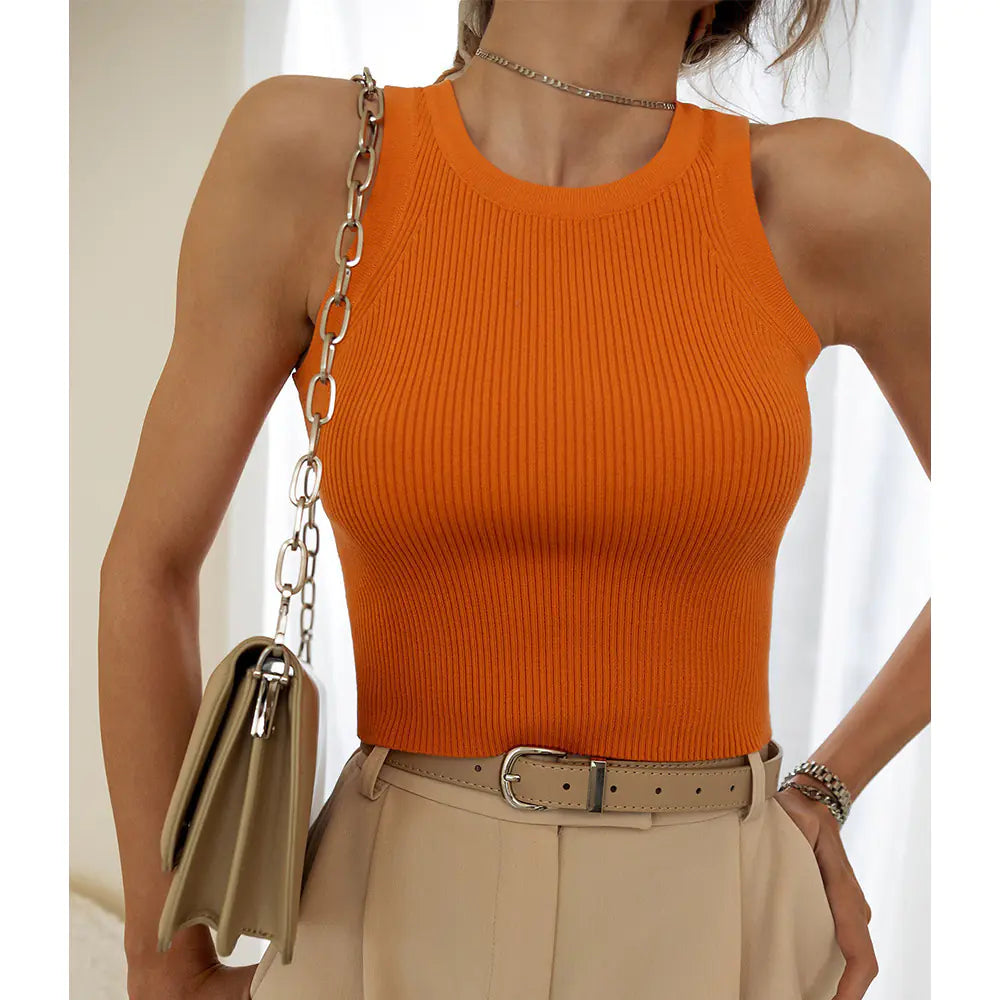 Women’s Knitted Vest - Summer 2023 Solid Color Top