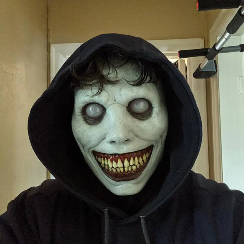 Day of the Dead Latex Demon Mask with White Eyes