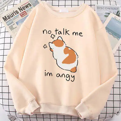 Chic Casual Cat Print Crew Neck Sweatshirt
