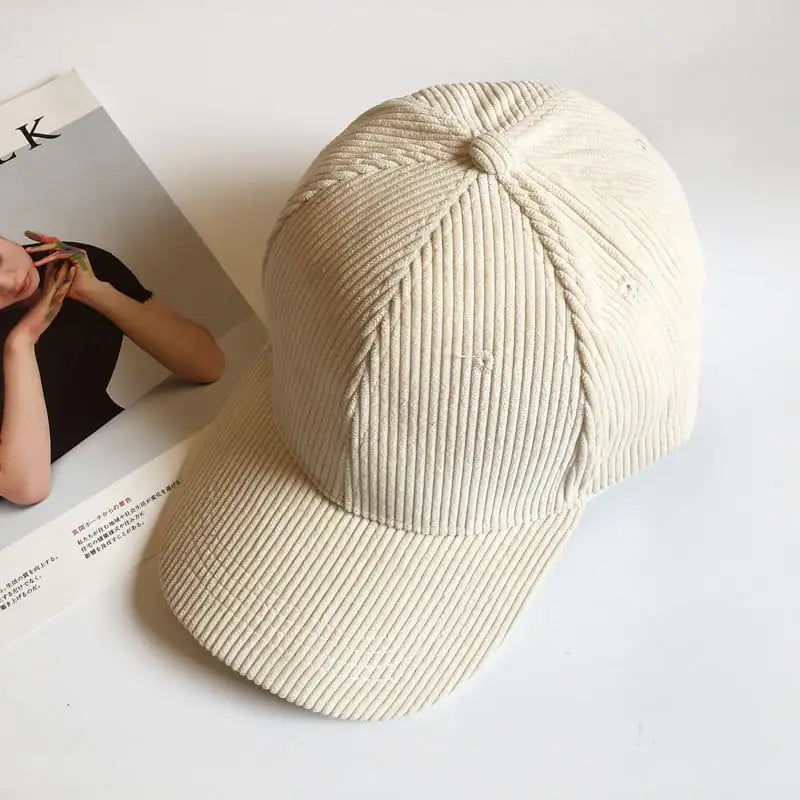 Unisex Corduroy Striped Duck Tongue Hat