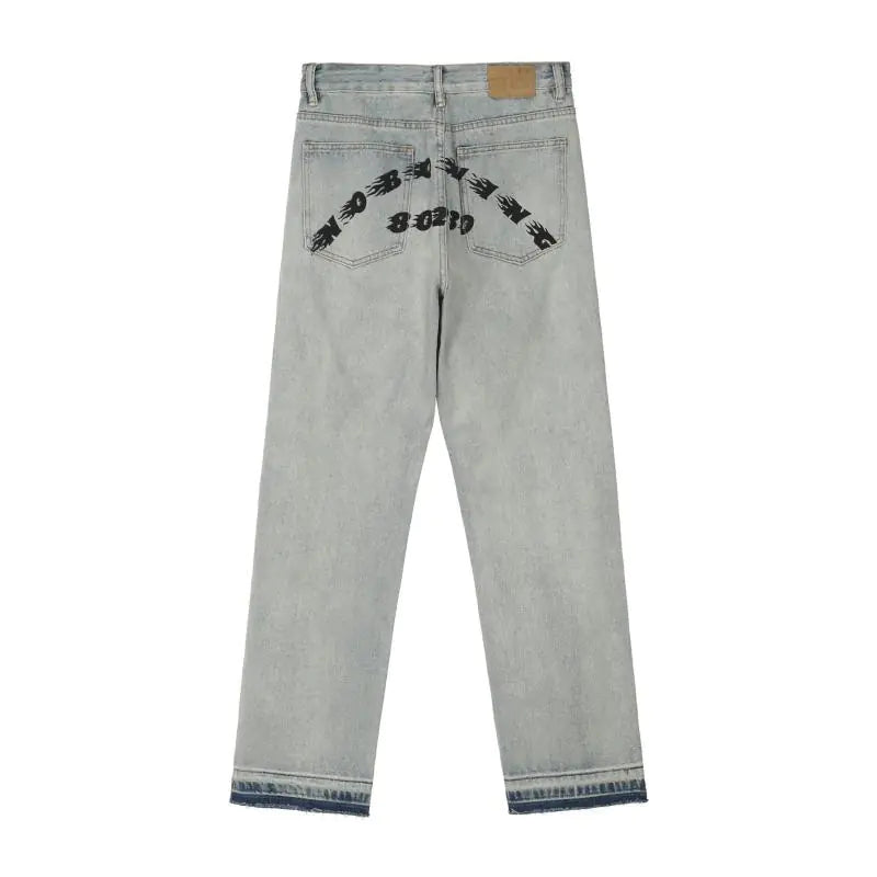 Men's Light Washed Loose Straight Leg Jeans