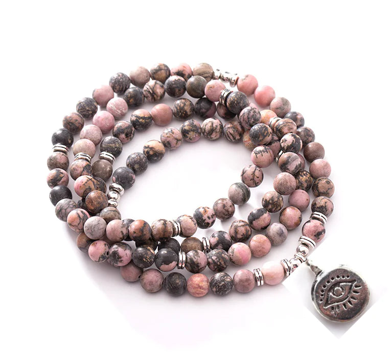 Natural 108 Black Line Red Pattern Bracelet