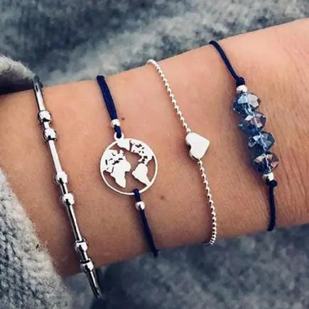 Beaded Bracelet and Anklet Set