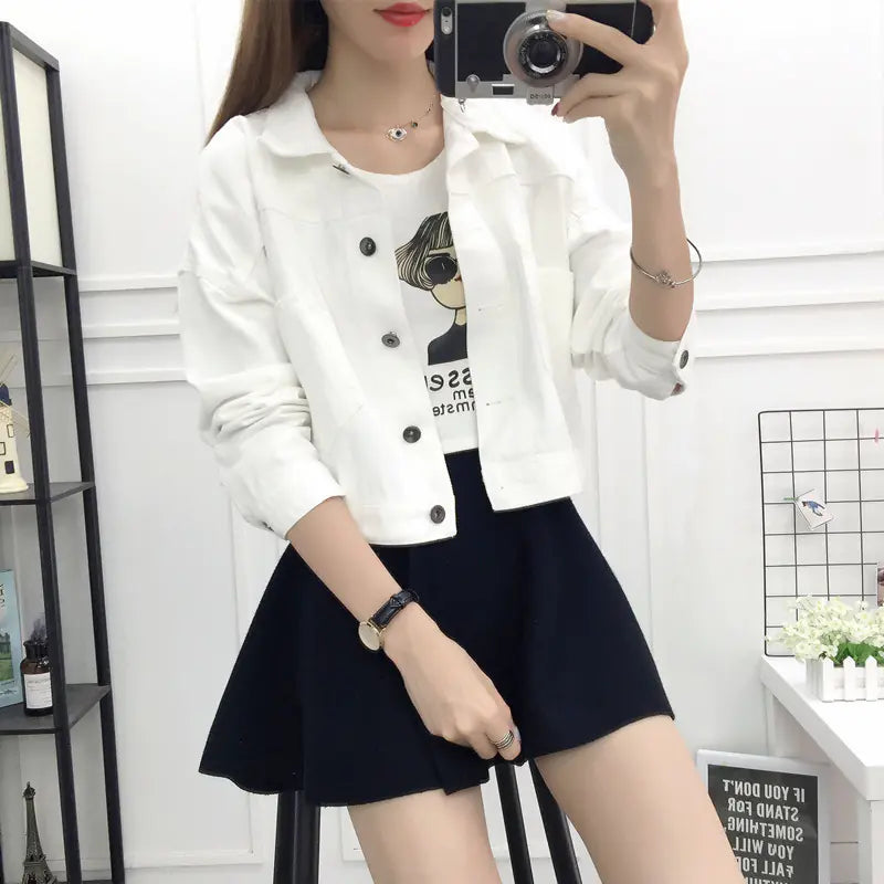 New White Denim Jacket for Women - Casual Spring Style