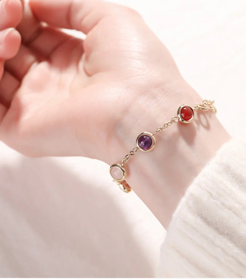 Crystal Bracelet with Colorful Rainbow Beads