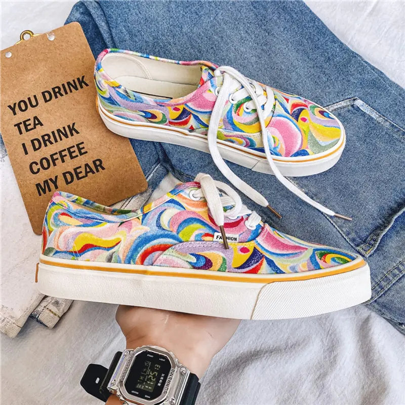 Rainbow Graffiti Canvas Sneakers
