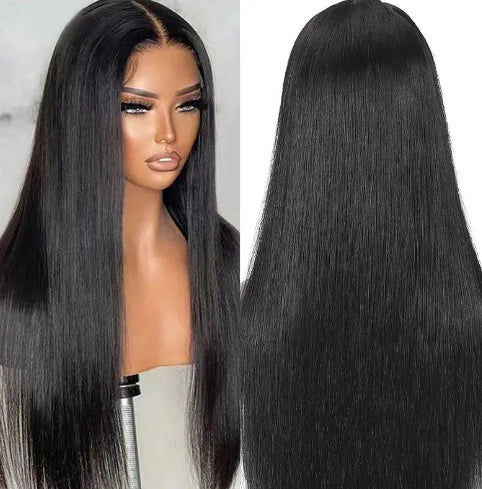 Synthetic Lace Front Black Straight Wig, Real Hair Wig