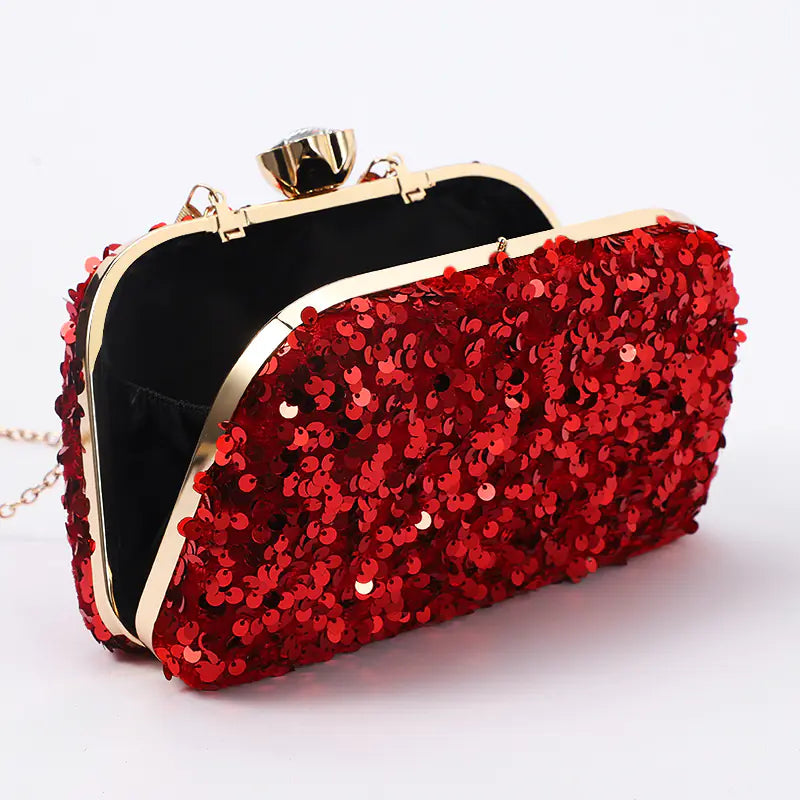 Glamorous Gold Sequined Evening Clutch