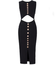Round Neck Slim-fit Dress with Waist-baring Design