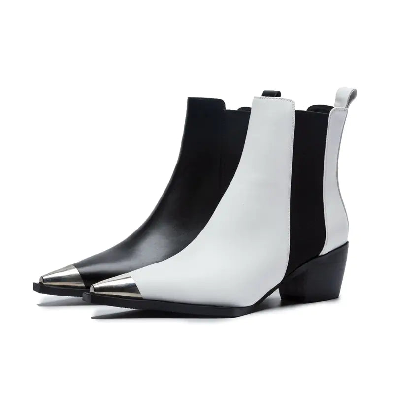 2019 Fall Winter Women’s PU Leather Chunky Heeled Boots