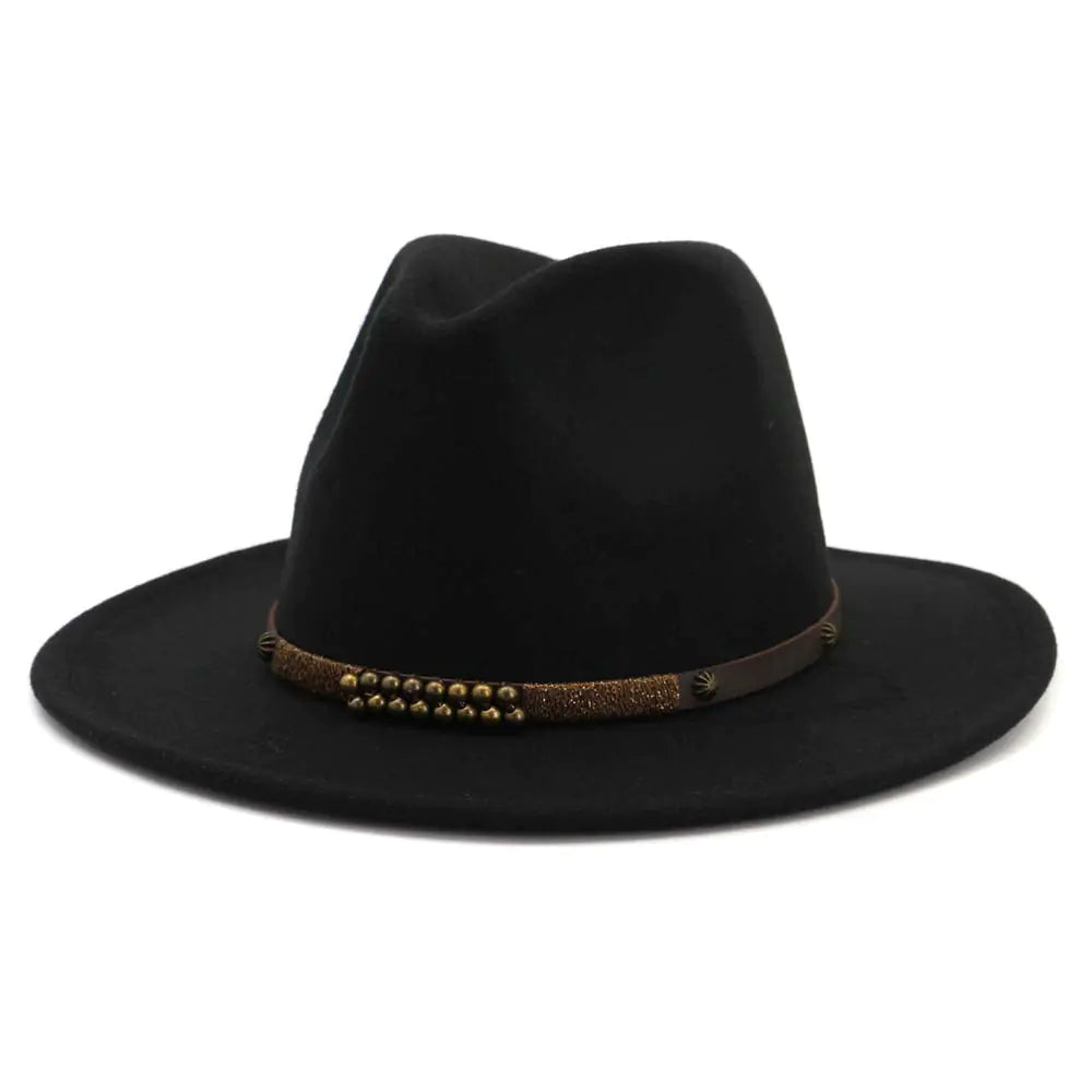 Women's Classic Wool Felt Jazz Hat with Wide Brim