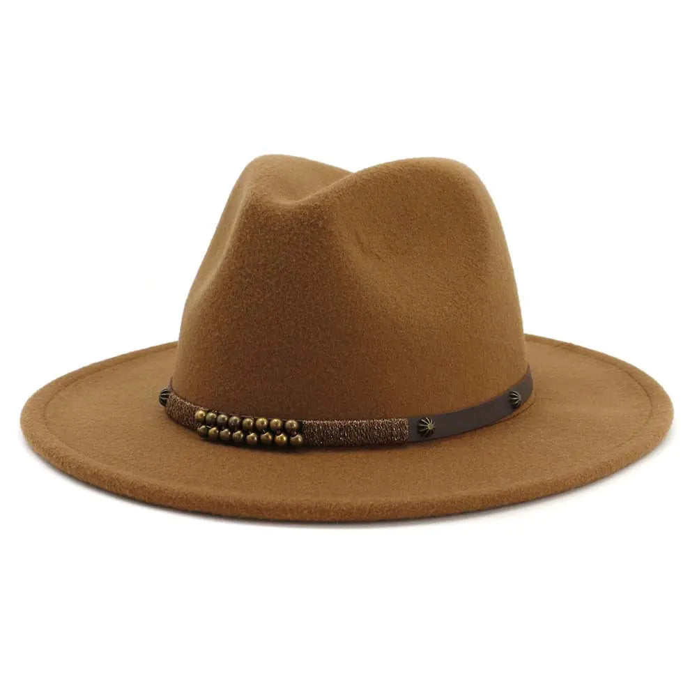 Women's Classic Wool Felt Jazz Hat with Wide Brim