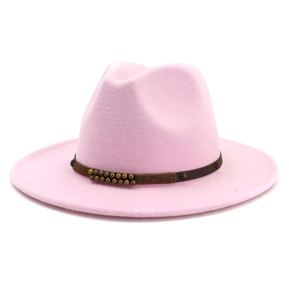 Women's Classic Wool Felt Jazz Hat with Wide Brim