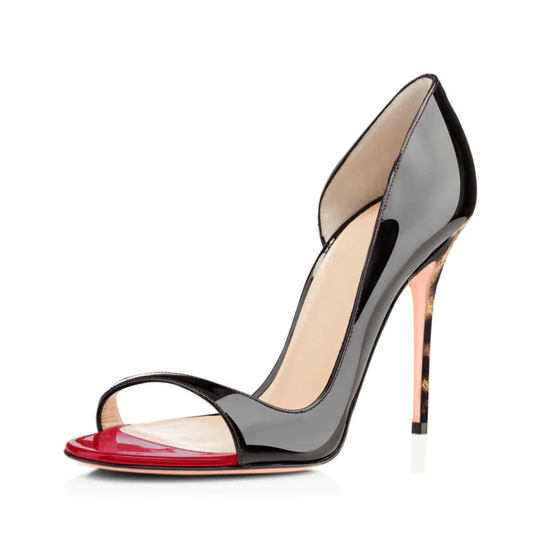 Pure Color Gradient Patent Leather Stiletto Shoes