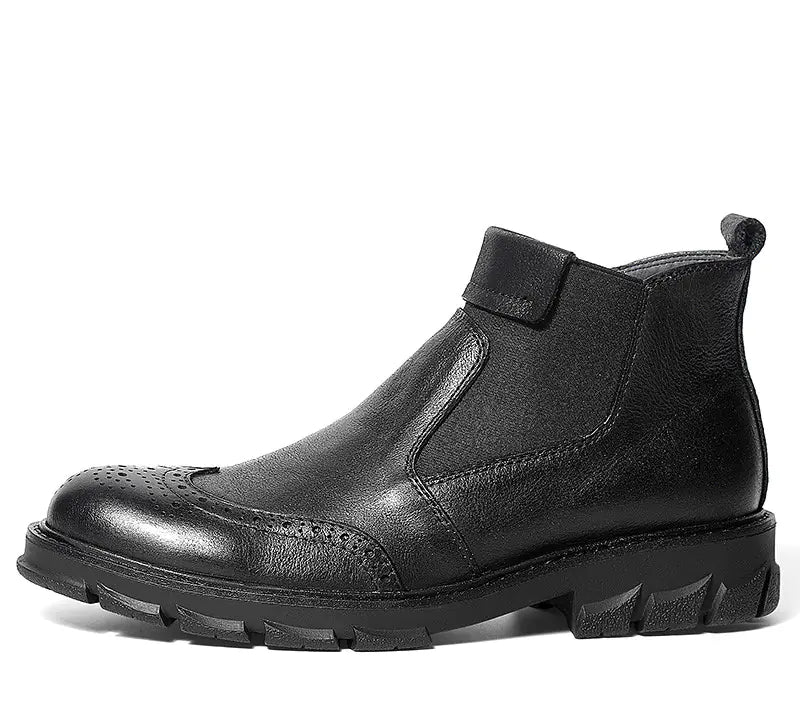 Men's Leather Chelsea Boots - Warm Vintage Style