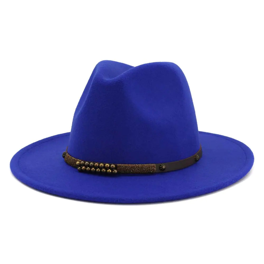 Women's Classic Wool Felt Jazz Hat with Wide Brim