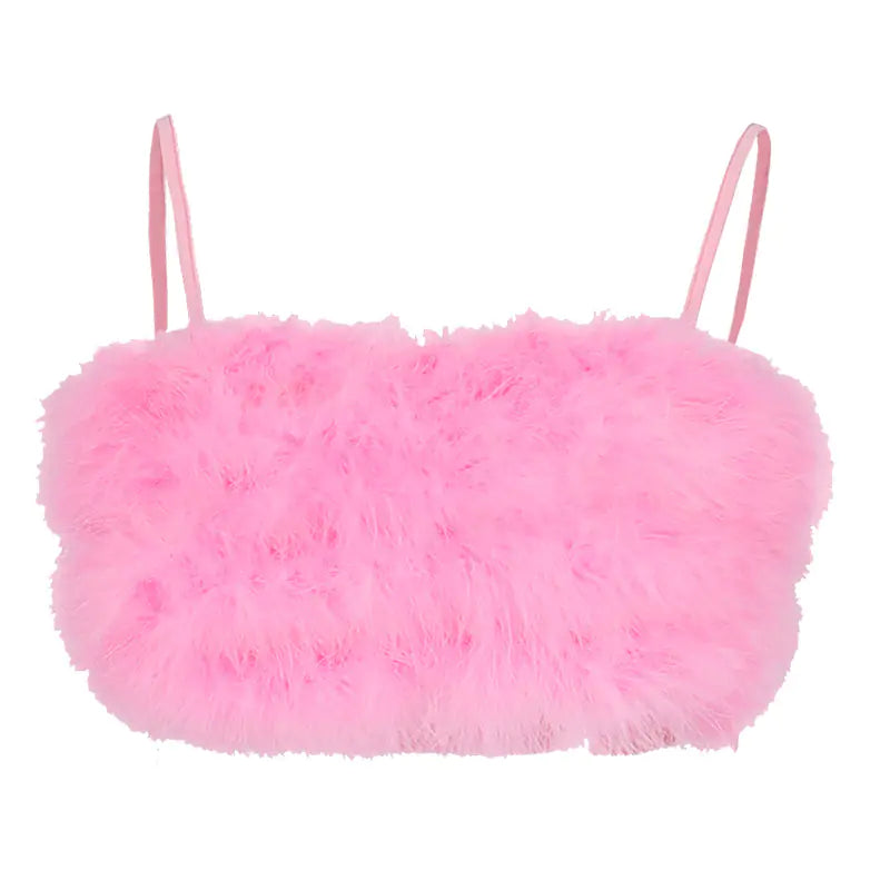Colorful Fluffy Flame Strapless Top for Women