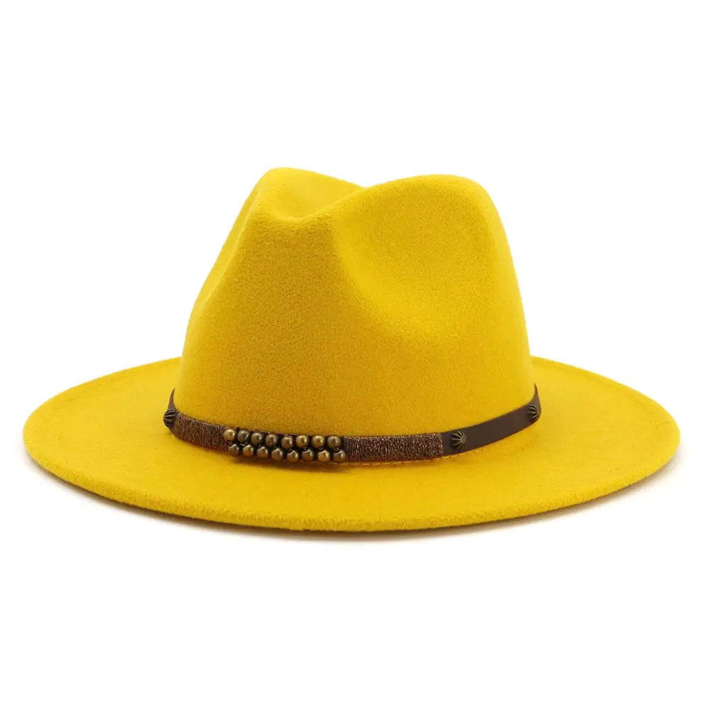 Women's Classic Wool Felt Jazz Hat with Wide Brim