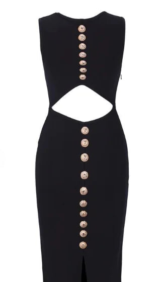 Round Neck Slim-fit Dress with Waist-baring Design