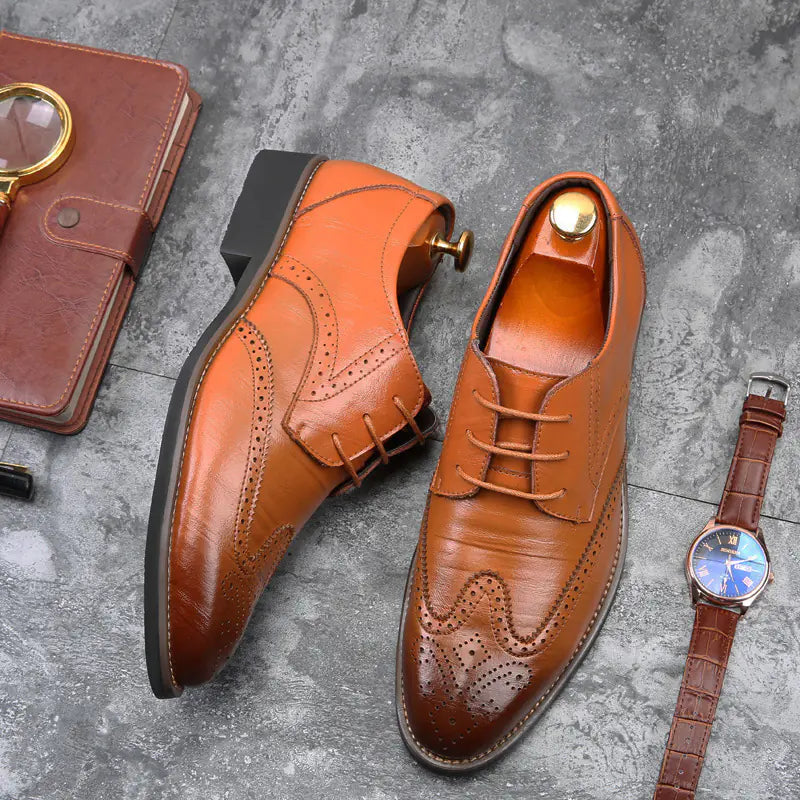 Casual Leather Men's Shoes with Laces