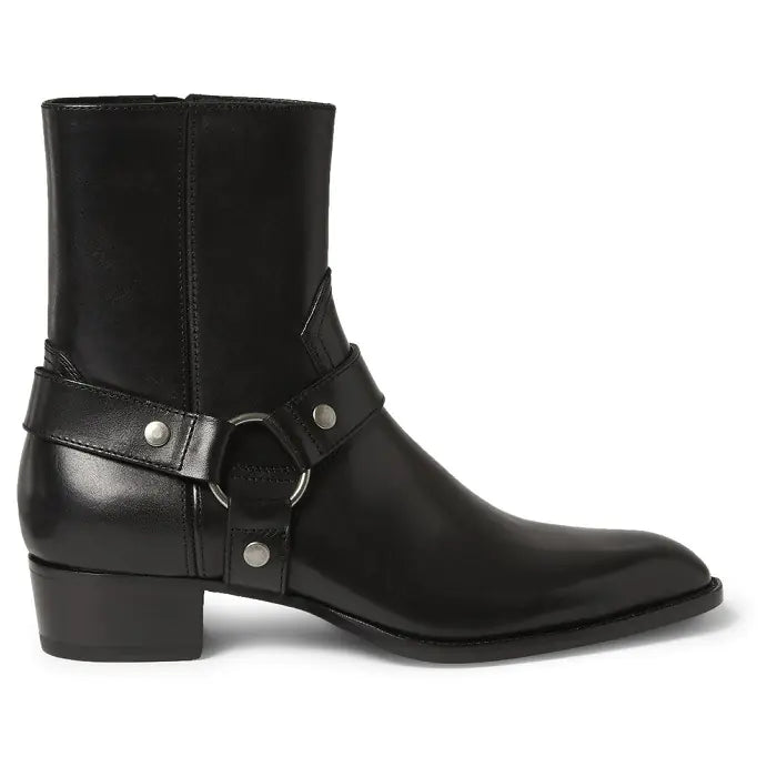 Cowhide British High-Top Pointed Toe Men's Boots