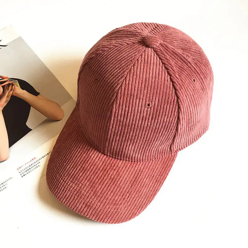 Unisex Corduroy Striped Duck Tongue Hat