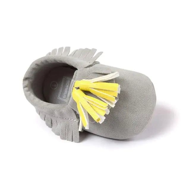 PU Striped Synthetic Leather Baby Soft Sole Shoes