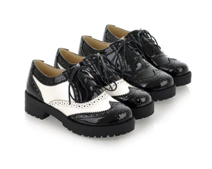 Women's British Style Patent Leather Thick-soled Shoes
