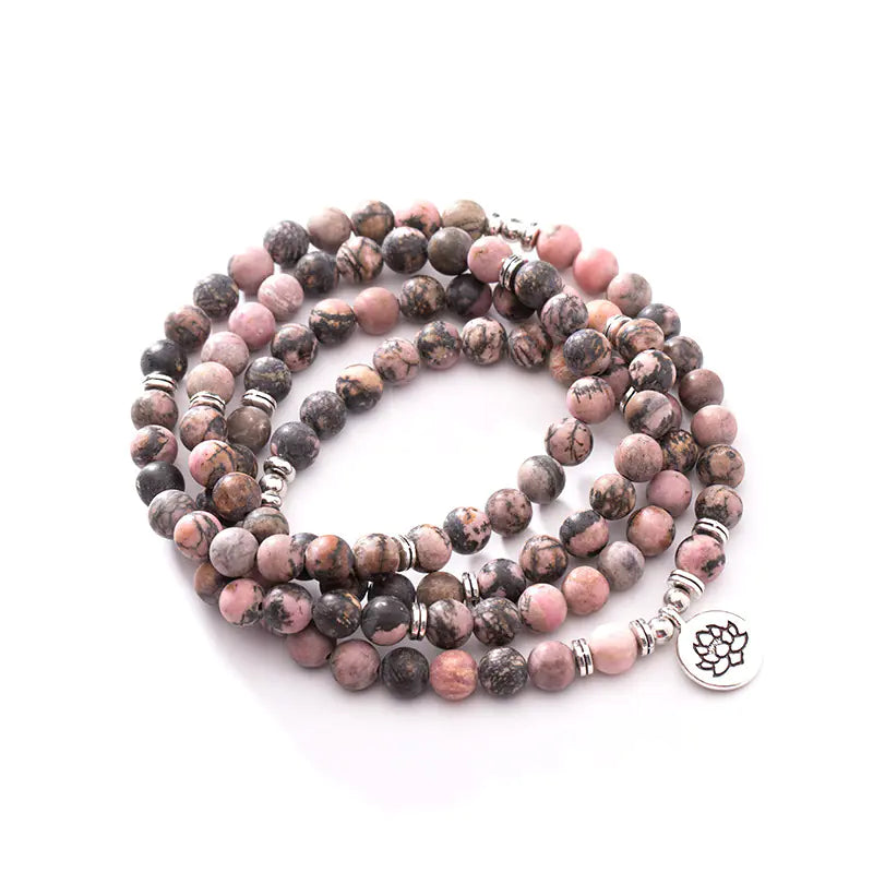 Natural 108 Black Line Red Pattern Bracelet