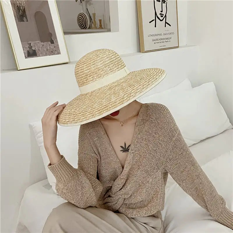 Women's French Hepburn Straw Hat for Sun Protection