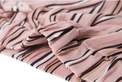 Pink Striped Two-Piece Set with Backless Top and Shorts