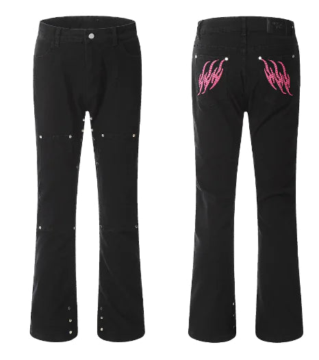 Wide-Leg High-Waist Denim Trousers