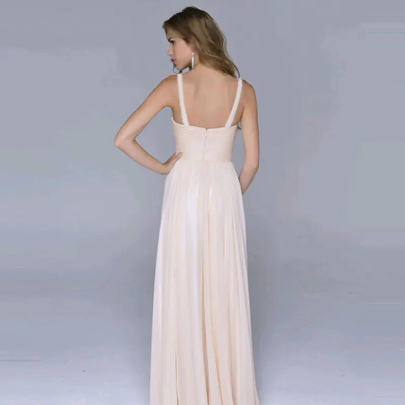 Sweet Women's Deep V Backless Chiffon Dress with Sequins