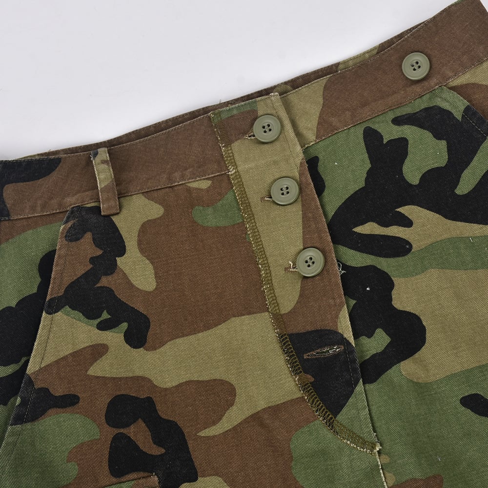 Camouflage Slit Long Skirt