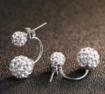 925 Silver Crystal Ear Studs Japanese Korean Elegance