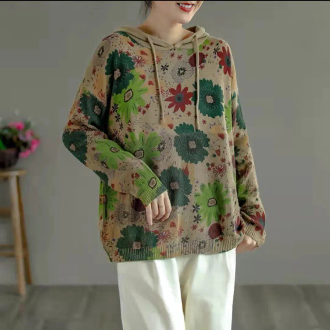 Vintage Slouchy Printed Hoodie Sweatshirt
