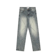Casual Double Zip Panel Jeans with Straight Loose Waves