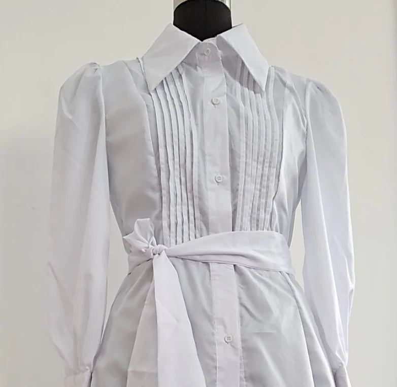 Solid Color Ruffled Hem Princess Dress with Bow Tie