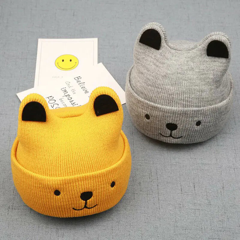 Knitted Bear Ear Beanie Hat for Kids