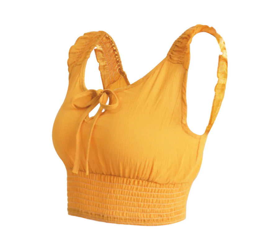 Ruffled Top with Butterfly Sleeves and Strapless Design