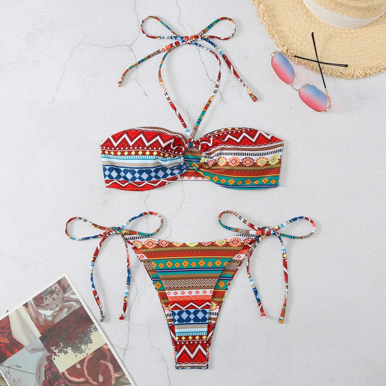 Geometric Print Bikini Swimsuit