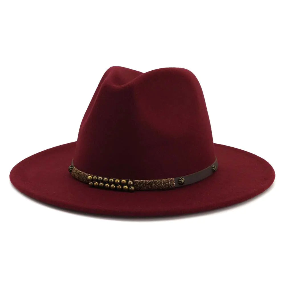 Women's Classic Wool Felt Jazz Hat with Wide Brim
