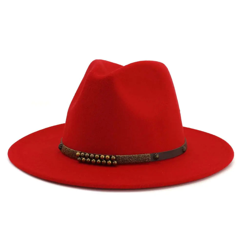 Women's Classic Wool Felt Jazz Hat with Wide Brim