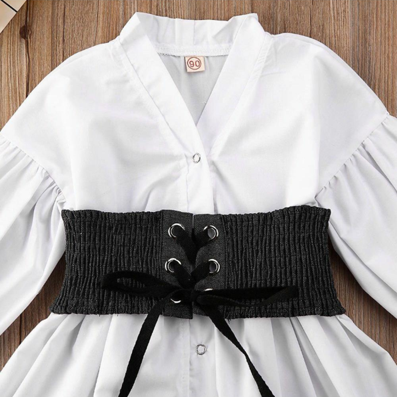Kids Baby Girls White A-Line Shirt Dress