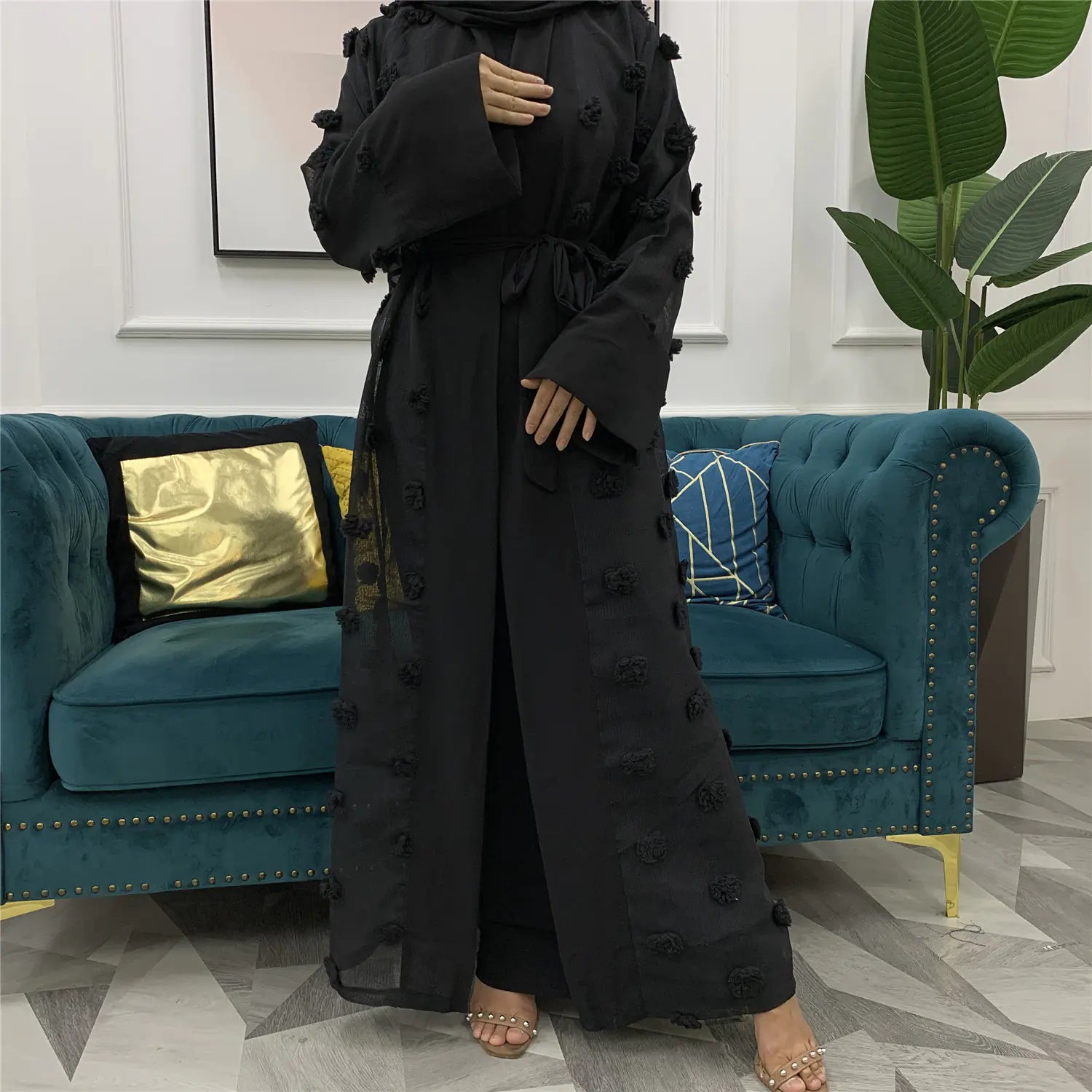 Mesh Loose Lace Long Sleeve Cardigan Robe for Women