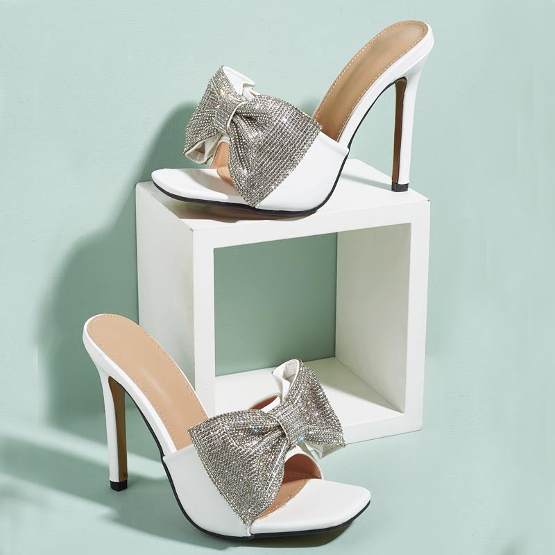 Bow Rhinestone Stiletto Heel