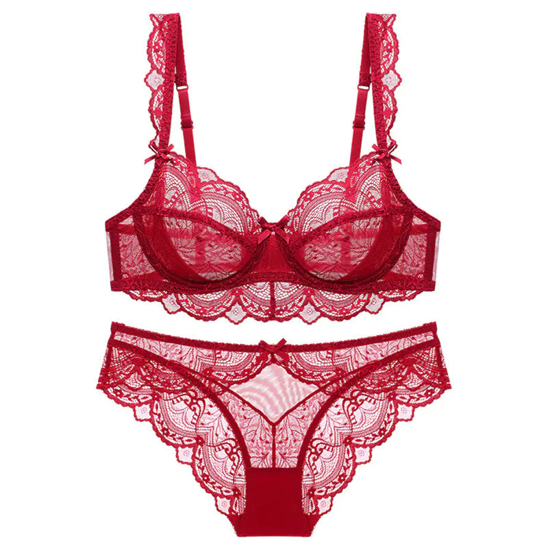 Women's Plus Size Lace Bra Set with Underwire