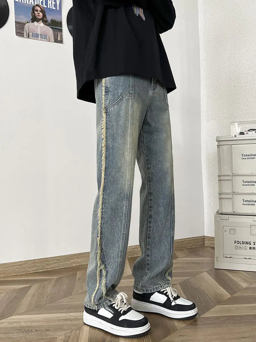 Trendy High-End Loose Straight Leg Men's Jeans